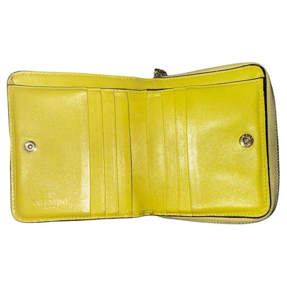 Valentino Yellow Studded Wallet with dust bag/box/extra studs. COA included - Picture 3 of 8